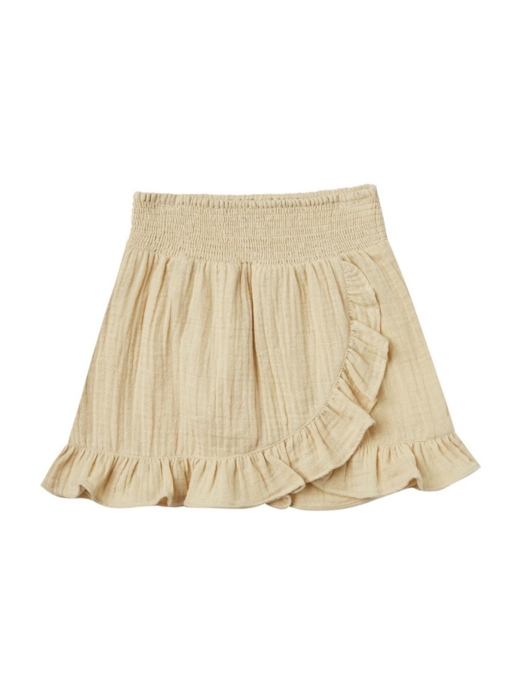 Rylee + Cru Wrap Ruffle Skirt Butter Yellow Cream Gauzy Cotton Girls 12-14Y